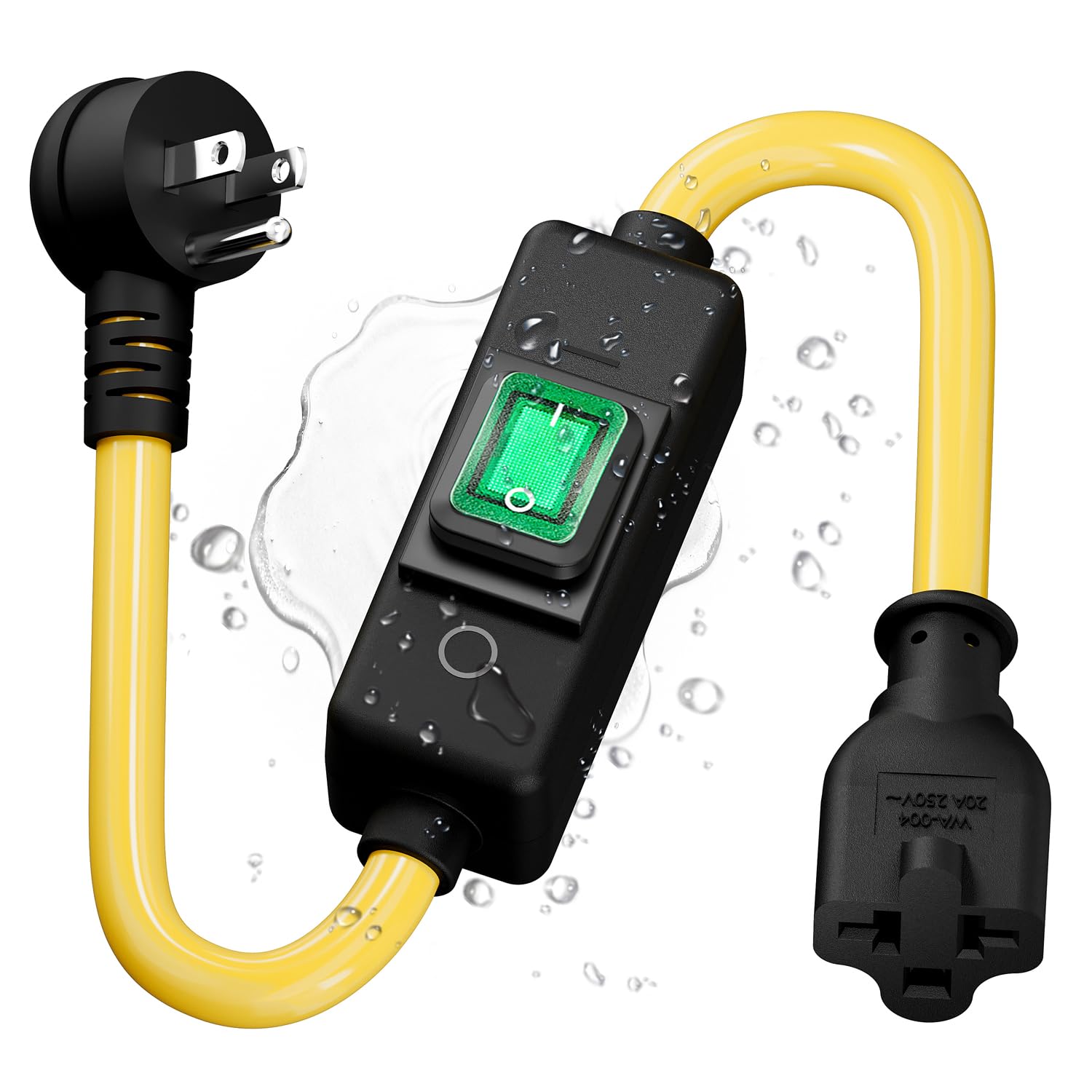1.5Feet) Heavy Duty SJTW 12AWG Outdoor Waterproof Extension Switch